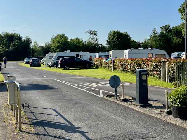 A view through Fleming's of White Bridge Caravan and Camping Park on a sunny day in June.